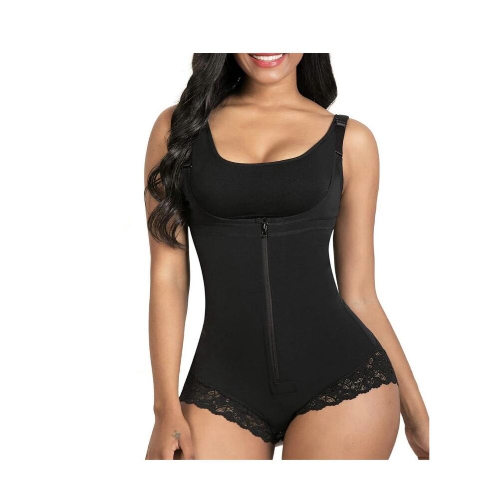 Shaperx Fitness Black Lace Full Body Bodysuit  New Medium